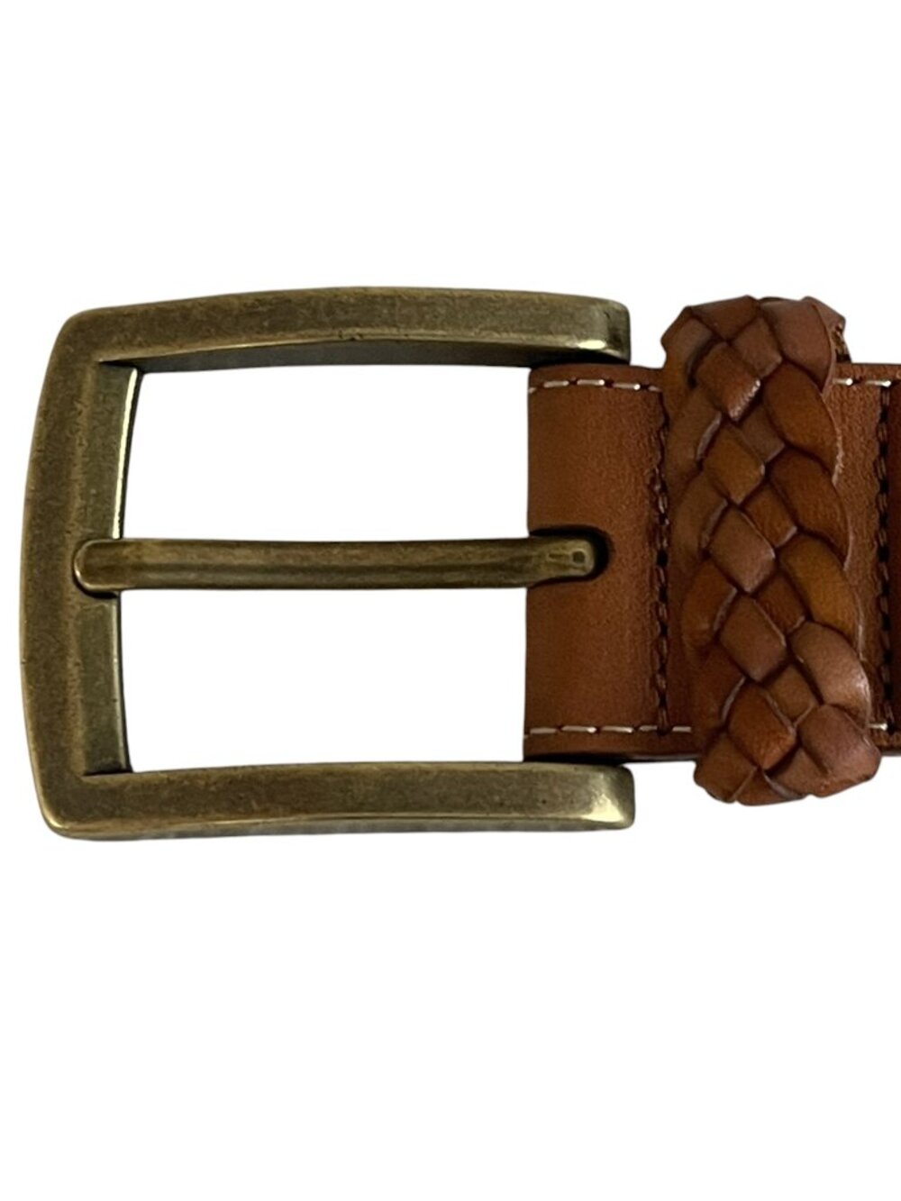 Tommy Bahama Brass Buckle Basketweave Textured Genuine Grain Leather Belt Men 40 - Picture 2 of 11